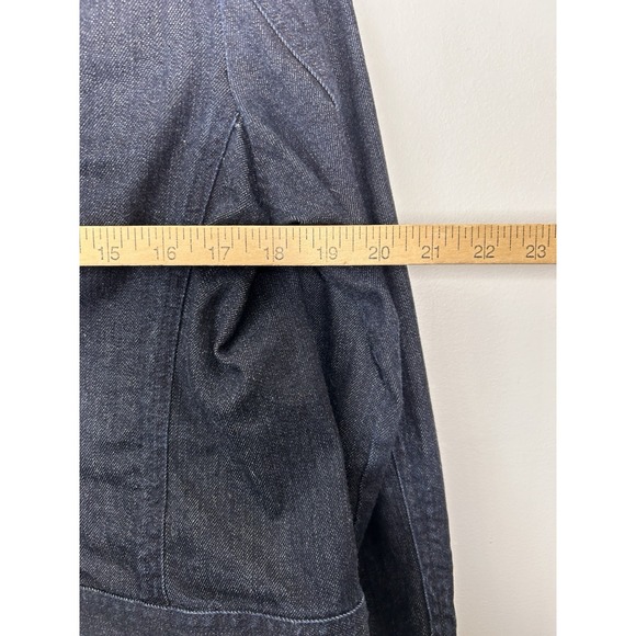 Talbots Womens Dark Wash Denim Trucker Jacket Blue Stretch Size 10P - Picture 6 of 8